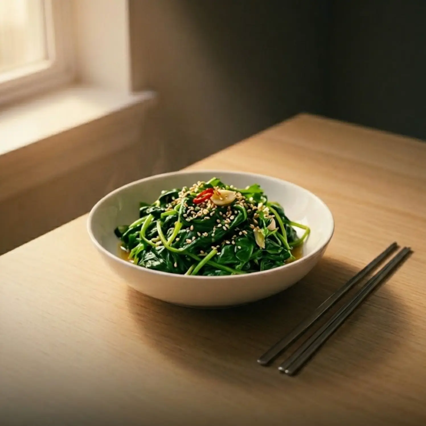 시금치 참나물 무침 여성 건강 레시피 — 철분과 엽산이 풍부한 40대 추천 10분 나물 반찬