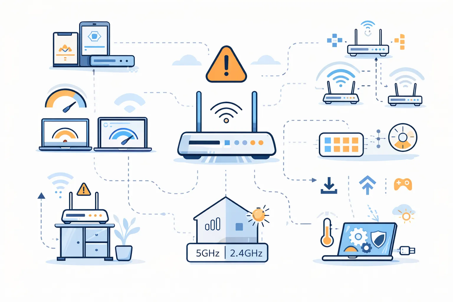 와이파이 속도 느릴 때 (채널 간섭, 대역 선택, 중계기 활용)