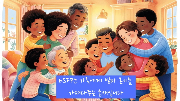 ESFP는 가족에게 빛과 온기를 가져다주는 존재입니다에 관한 그림입니다.