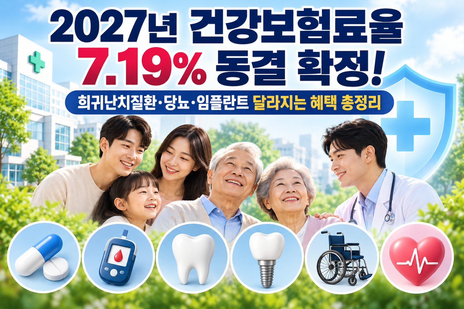 2027년 건강보험료율 7.19% 동결 확정! 희귀난치질환·당뇨·임플란트 달라지는 혜택 총정리 관련 사진