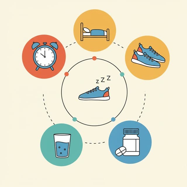 수면·운동·수분·복약 루틴 요약 아이콘