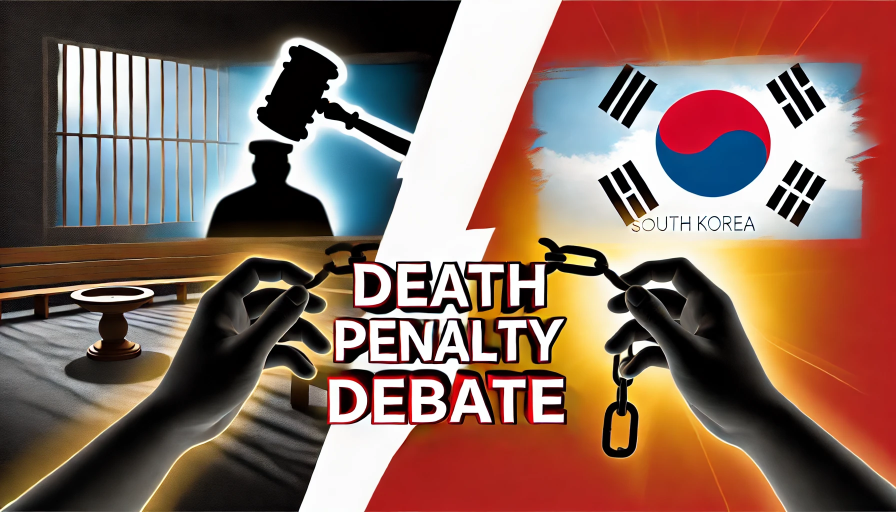 사형제도에 대한 헌법적 논의와 사회적 논쟁을 상징하는 이미지