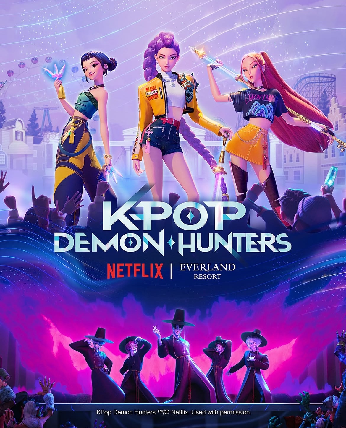 케이팝 데몬 헌터스 에버랜드 테마파크 포스터 사진