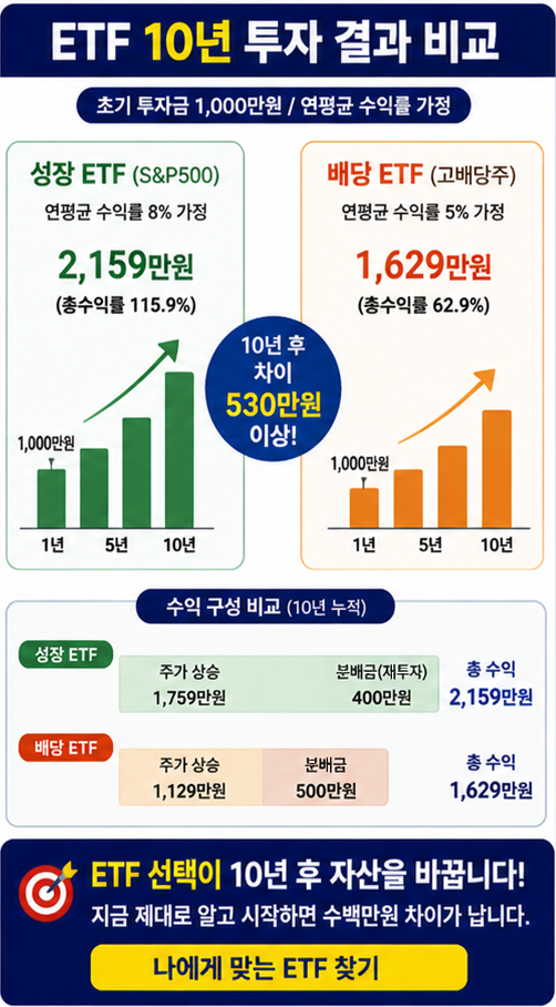 ETF 추천 성장 ETF 배당 ETF 수익률 비교 그래프