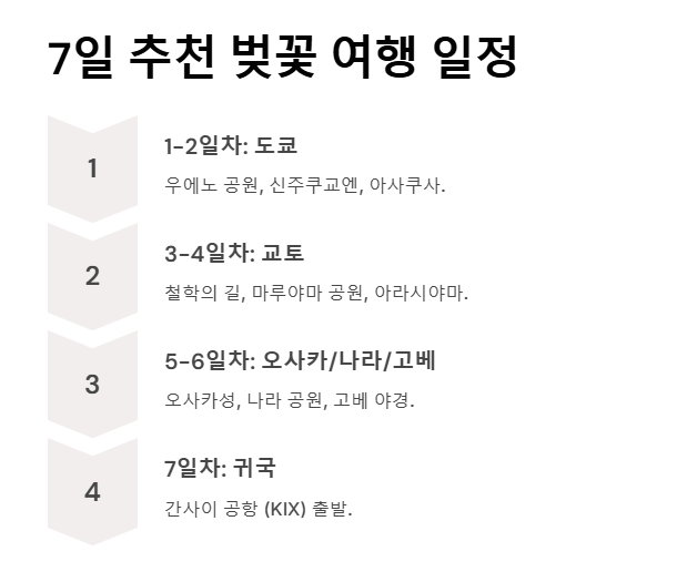 일본 벚꽃여행 일정 가이드