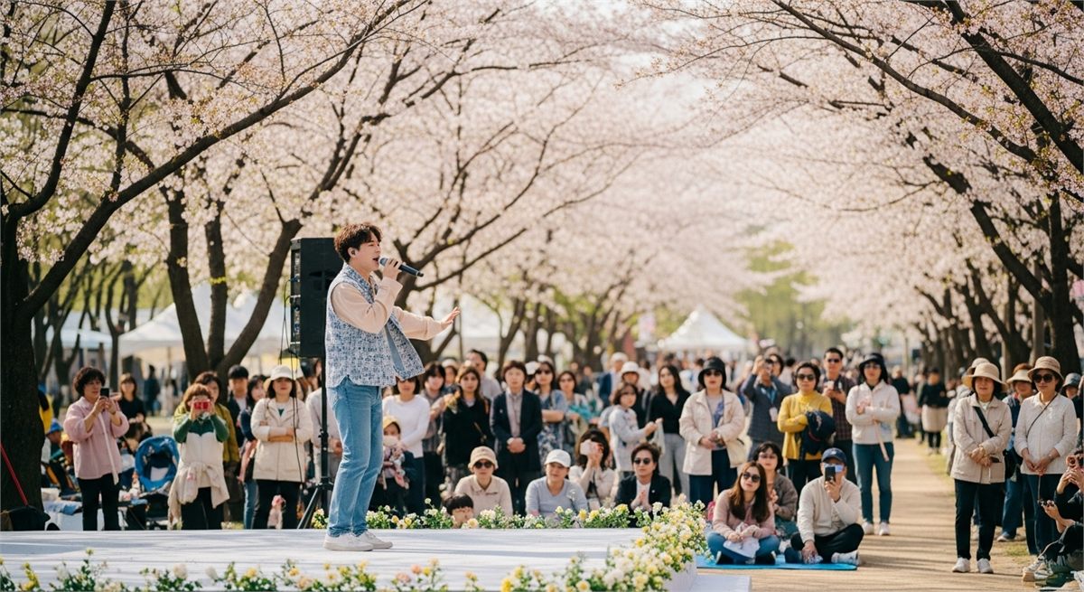  참꽃축제 공연을 즐기는 현장 분위기 