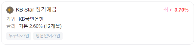 국민은행 정기예금 금리