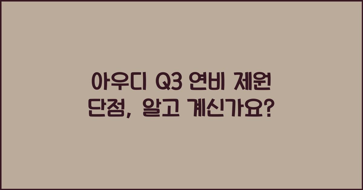아우디 Q3 연비 제원 단점