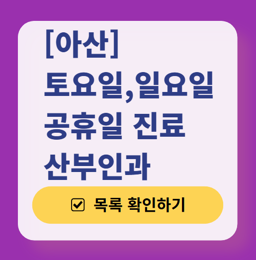 아산 일요일 진료 산부인과 목록 ❘ 토요일 주말 공휴일 야간 문 여는 병원 리스트