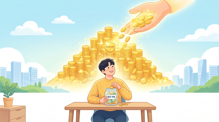 청년도약계좌 5년 만기 5천만 원 목돈 마련 목표 달성을 시각화한 대표 이미지