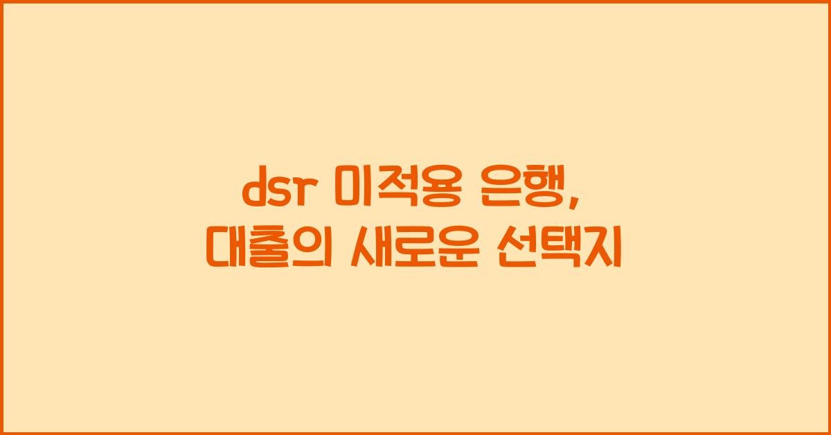 dsr 미적용 은행