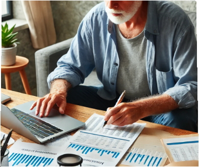 재테크를 하고 있는 사람 이미지