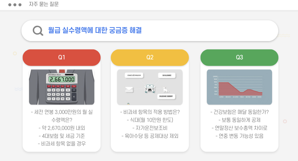 월급 실수령액 자주 묻는 질문