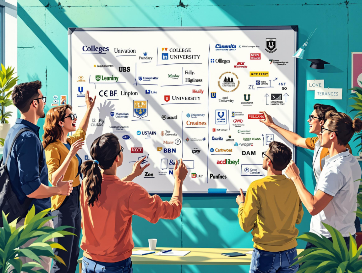 각 대학의 커트라인 확인을 위해 모여있는 학생들