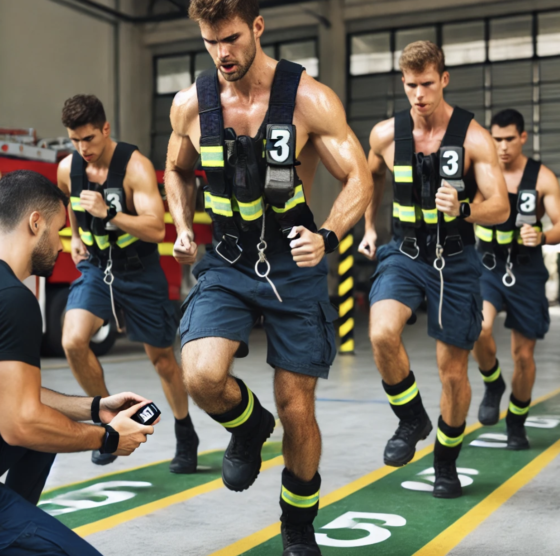 소방공무원 체력시험 관련 모습의 사진