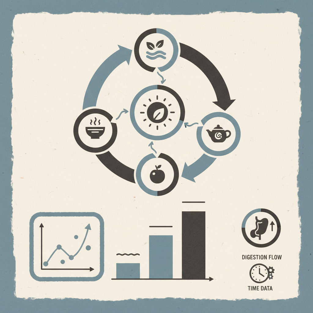 図2 消化に優しい朝食構成の実証的検討に関する統計・生理メカニズム・対策を示す政策リポート用インフォグラフィック