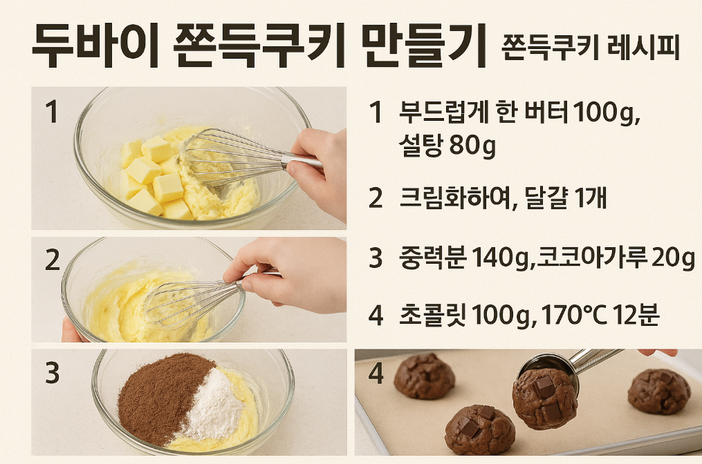 두바이 쫀득쿠키 3분만에 완벽 재현하는 비법