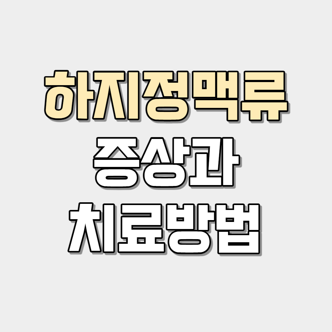 하지정맥류 증상과 치료방법