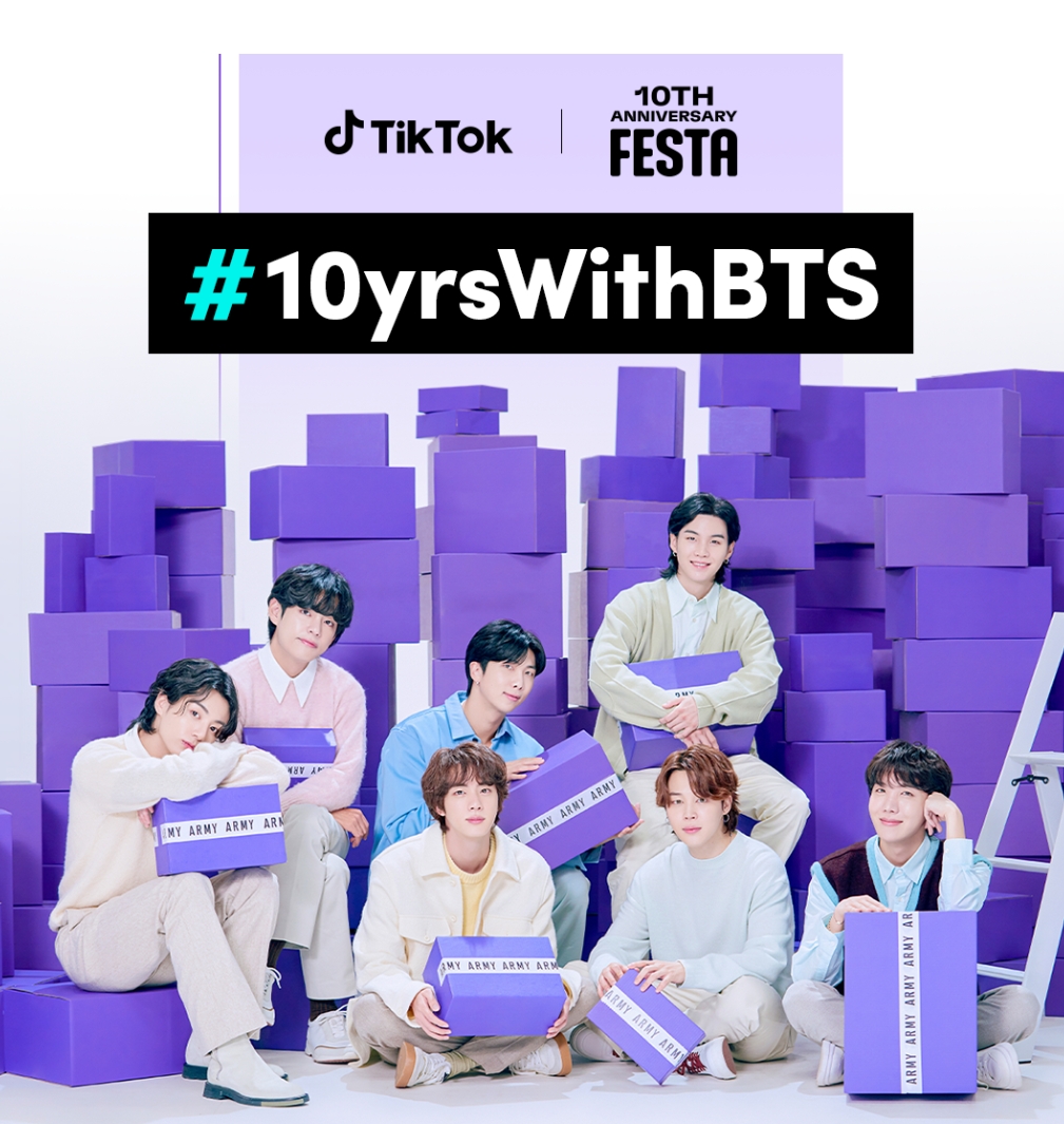 틱톡, 방탄소년단 10주년 캠페인 #10yrsWithBTS