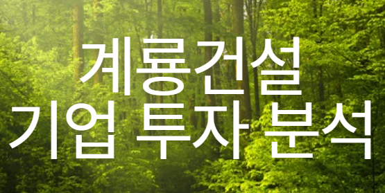 계룡건설 기업 투자 분석