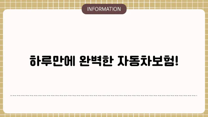 1일 자동차보험 가입: 하루만에 OK
