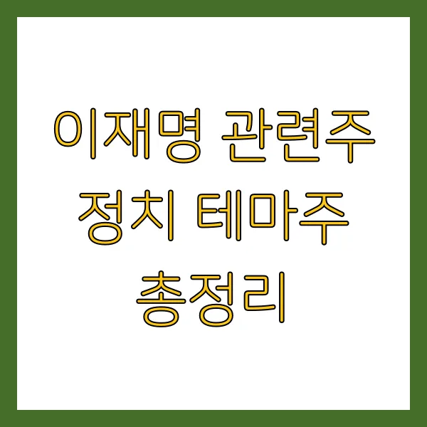 이재명 관련주 정치 테마주 총정리 (상지건설, 오리엔트정공, 형지I&C)