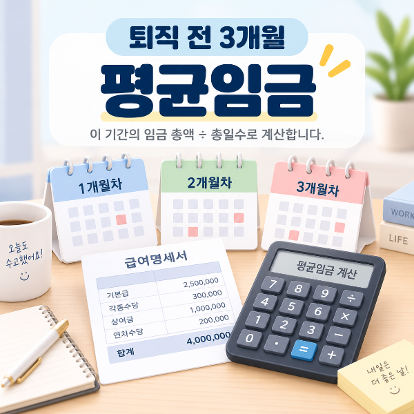 퇴직금 계산을 위한 퇴직 전 3개월 평균임금 산정 이미지