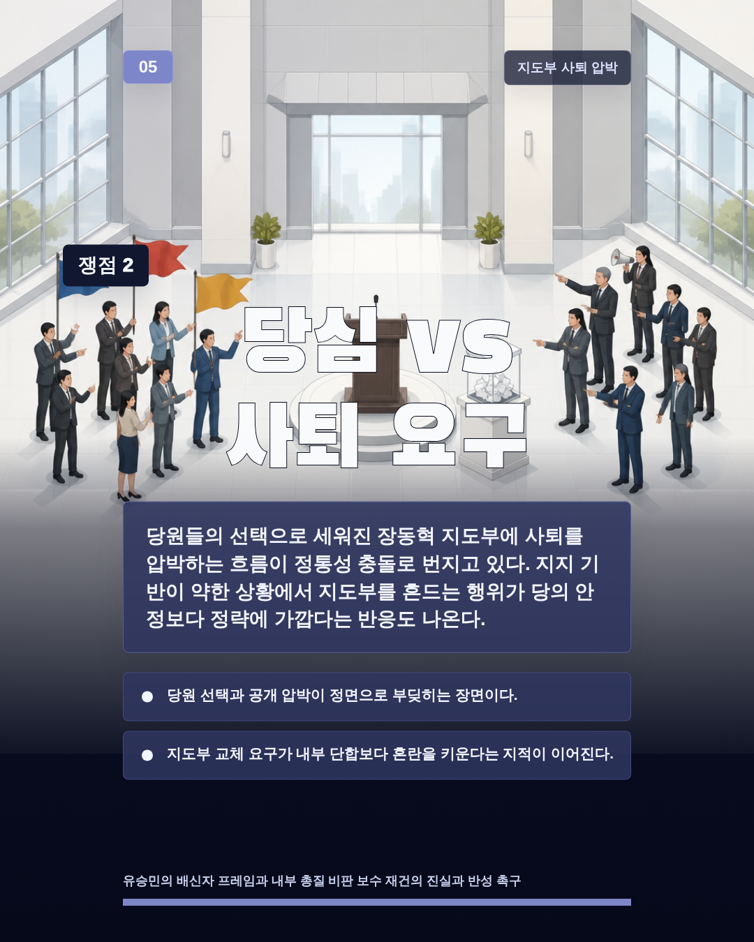 당심 vs 사퇴 요구