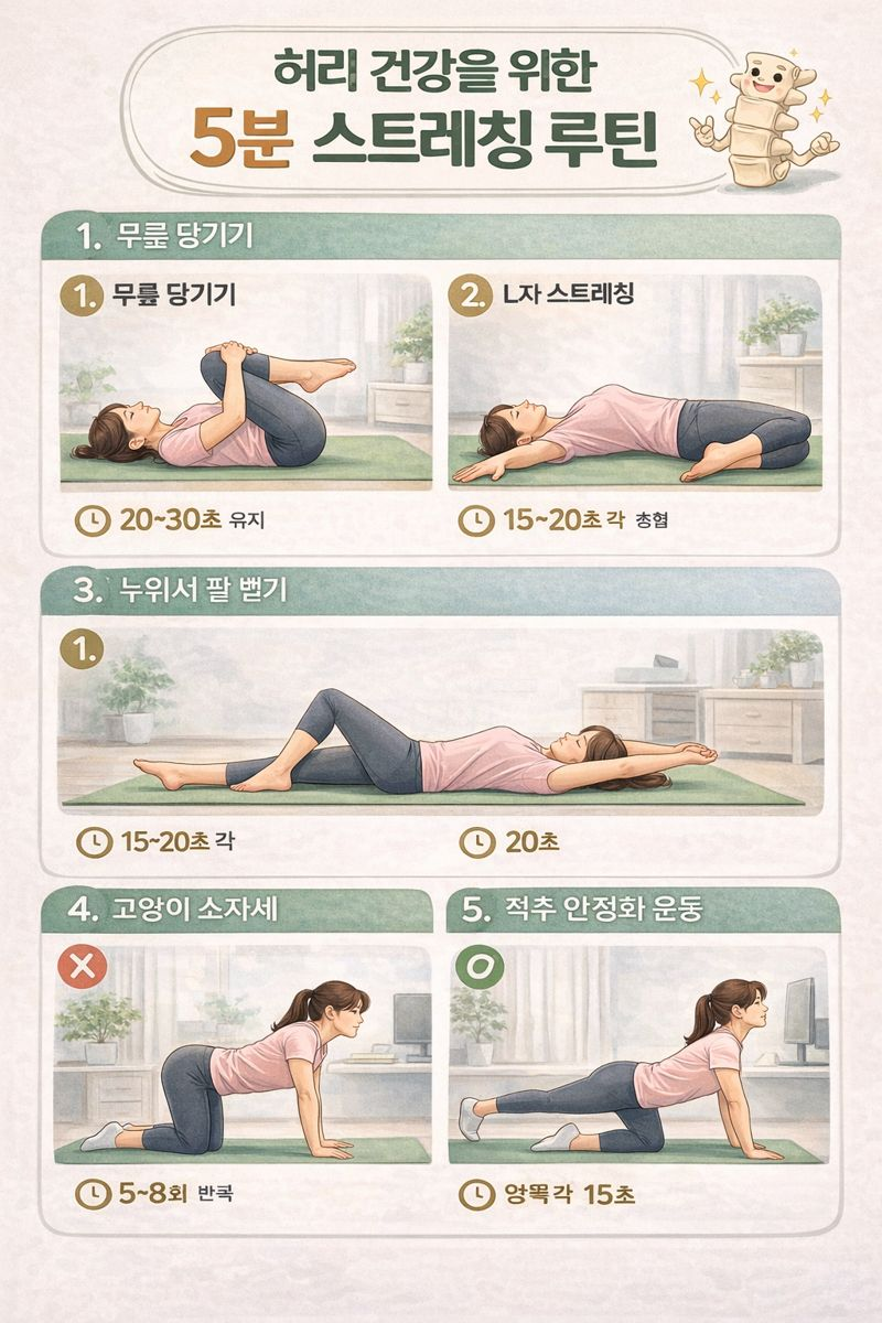 허리 건강을 위한 매일 5분 스트레칭 루틴