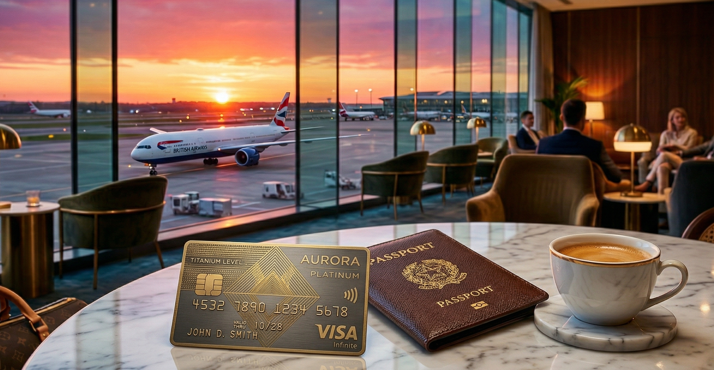 공항 라운지 혜택과 프리미엄 서비스를 상징하는 KB국민 리브엠 카드 이미지