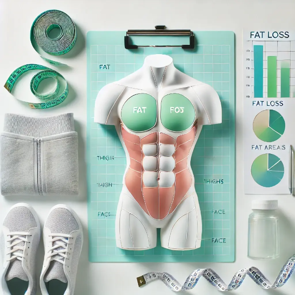 체지방 빠지는 부위를 시각화한 해부학적 모형과 진행 차트 세팅