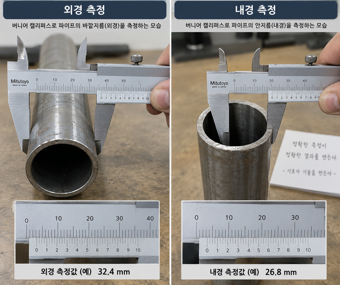 내경과 외경은 왜 측정 방법이 다를까, 지름을 정확하게 재는 원리