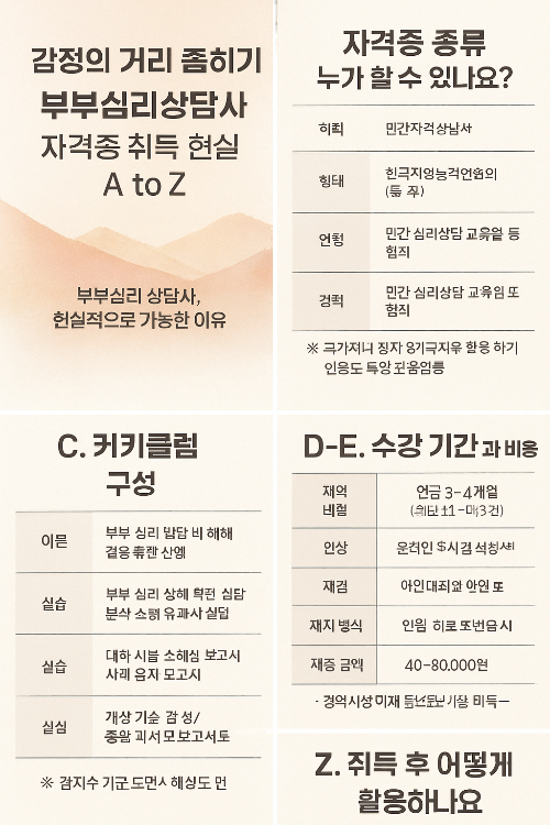 40대.50대 주부가 딸 수 있는 자격증 하나 중에 최고의 자격증은 부부 심리 상담사 자격증을 추천 합니다