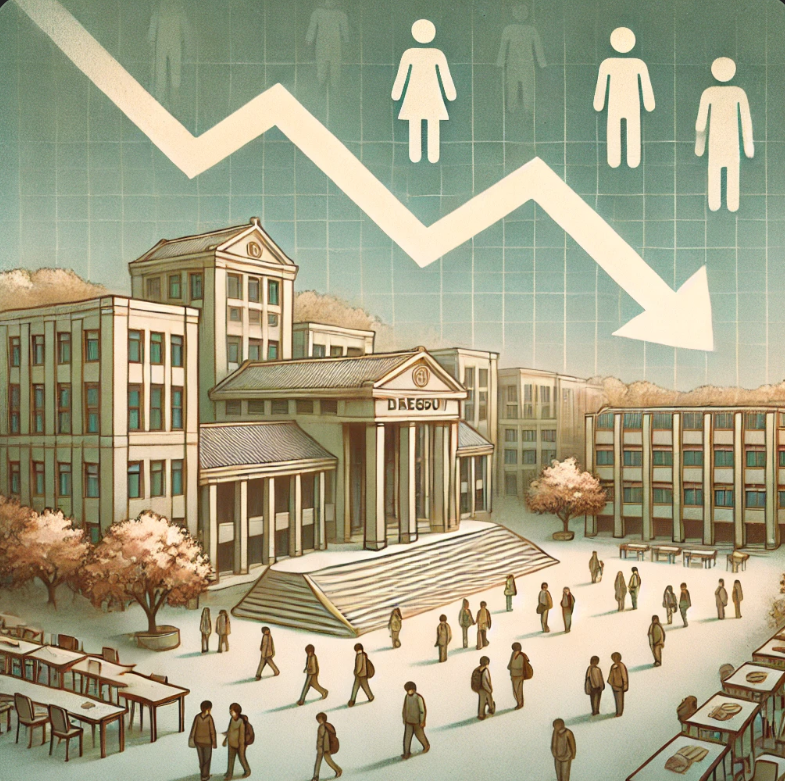 입학생이 줄어들어 없어지게될수도 있는 대구대학 이미지