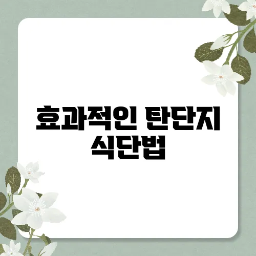 효과적인 탄단지 식단법