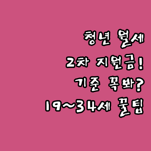 청년월세 2차 지원 만 19세부터 3..