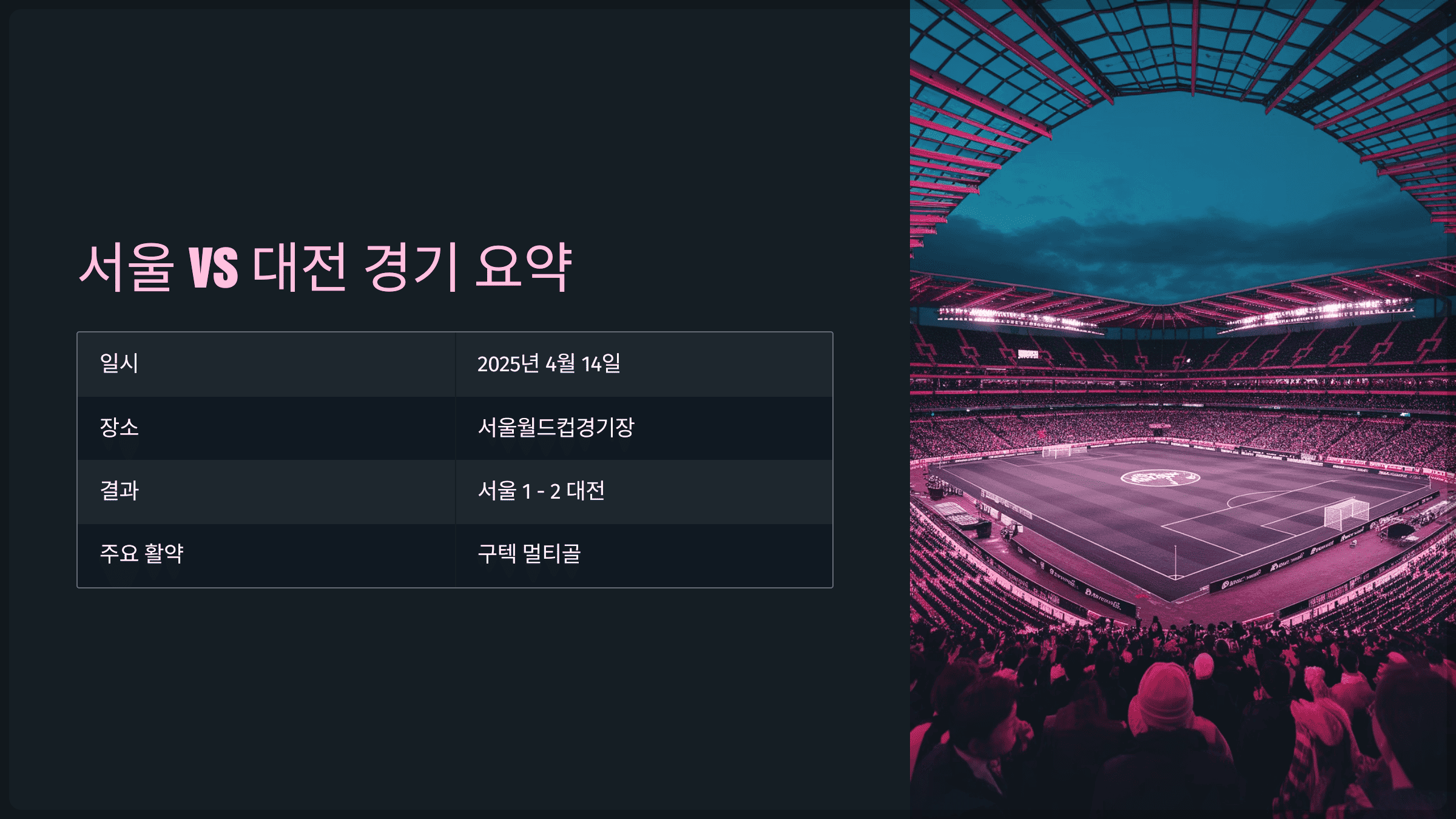 서울 vs 대전 경기 요약