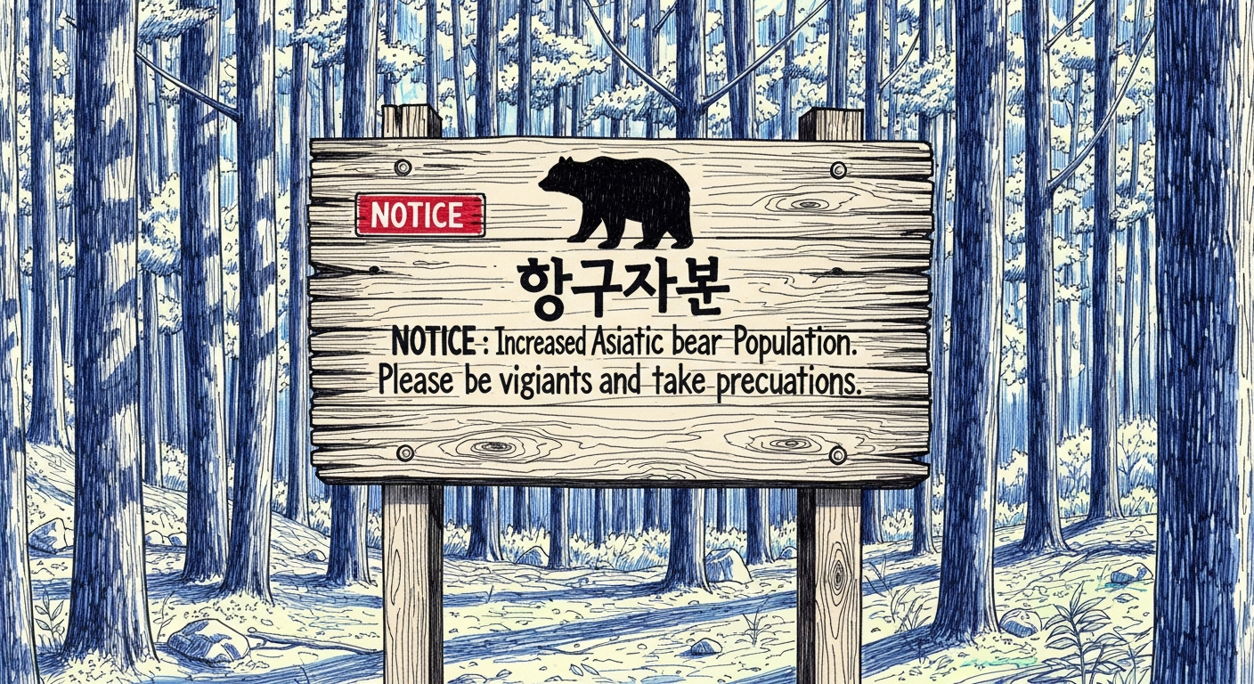 반달가슴곰 개체수 증가 안내 표지판