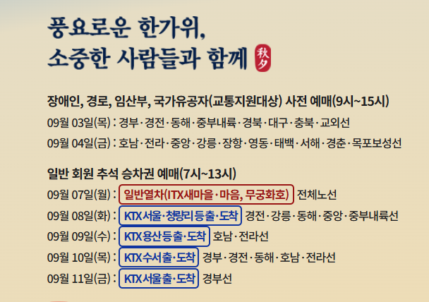 추석 기차표 예매