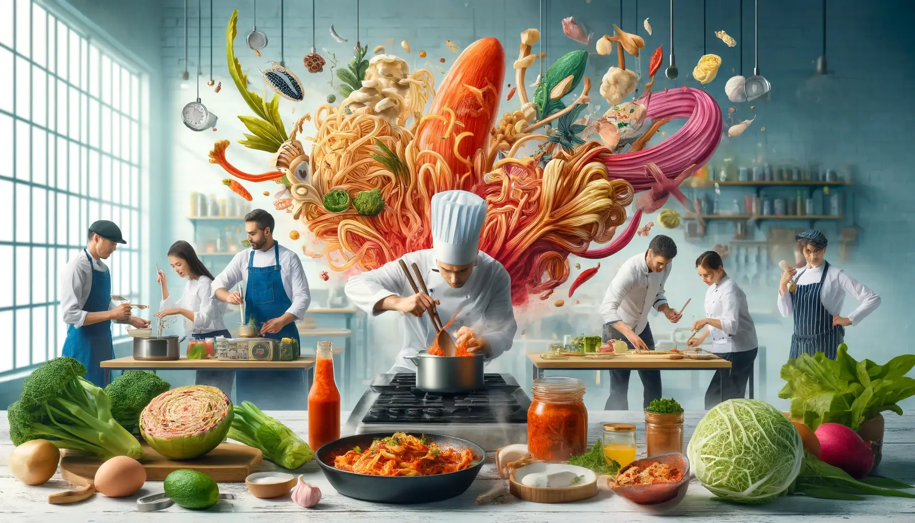 experimenting with kimchi in various dishes