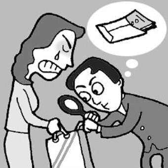 돈이-있나-없나-돋보기를-들이대고-쇼핑백을-살펴보는-선생님