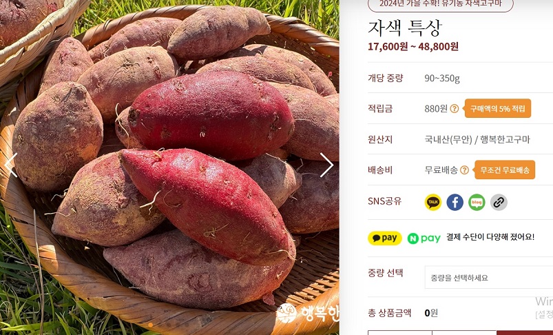 6시내고향-자색고구마-보라색고구마-무안-행복한고구마