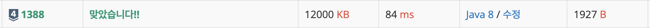 백준에 제출한 결과 모습이다.
