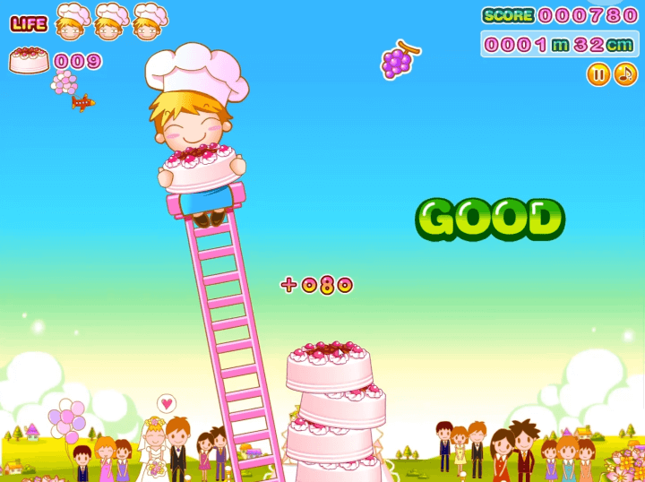 케이크를-쌓고-점수를-획득하는-화면