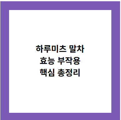하루미츠 말차
효능 부작용
핵심 총정리