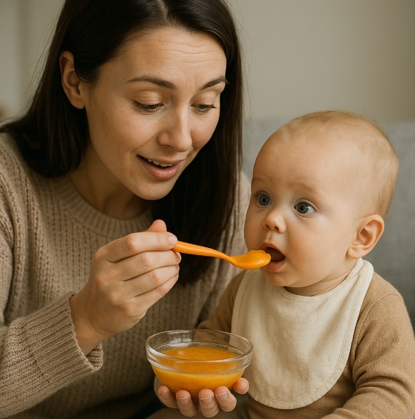 이유식 먹여주는 엄마 사진