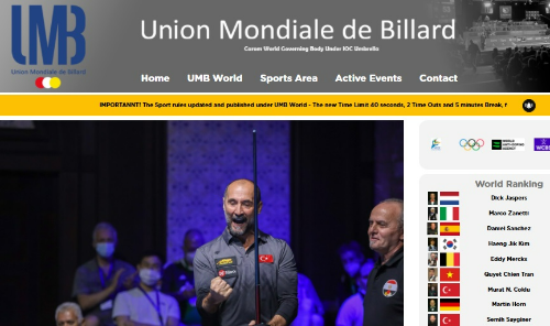 출처: UMB 세계캐롬당구연맹 홈페이지