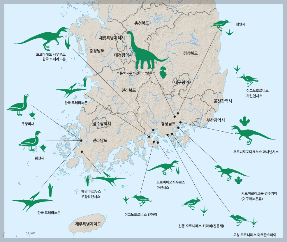 우리나라 공룡화석이 발견된 곳