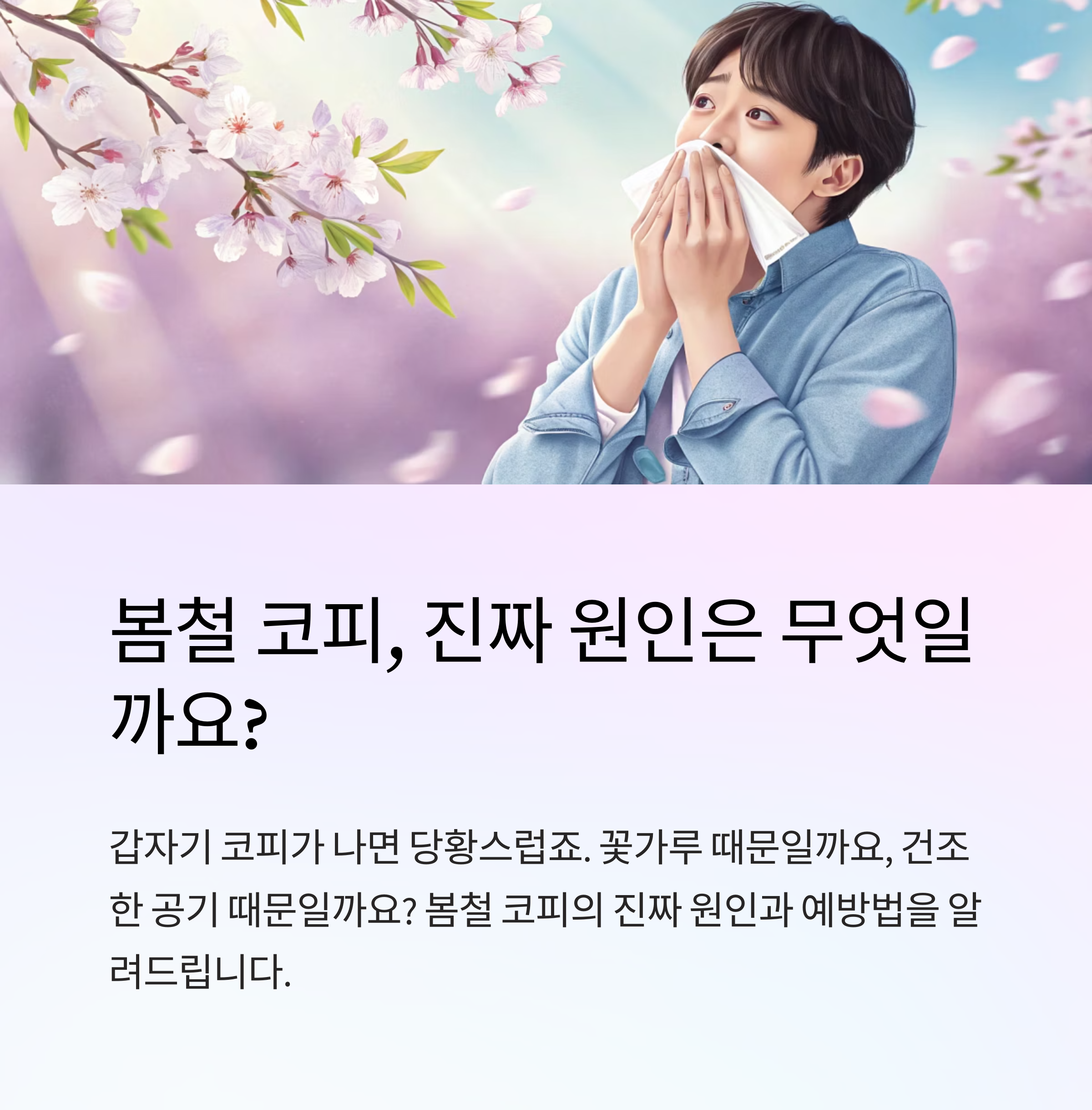 봄철 코피 꽃가루 때문일까 건조함 때문일까?