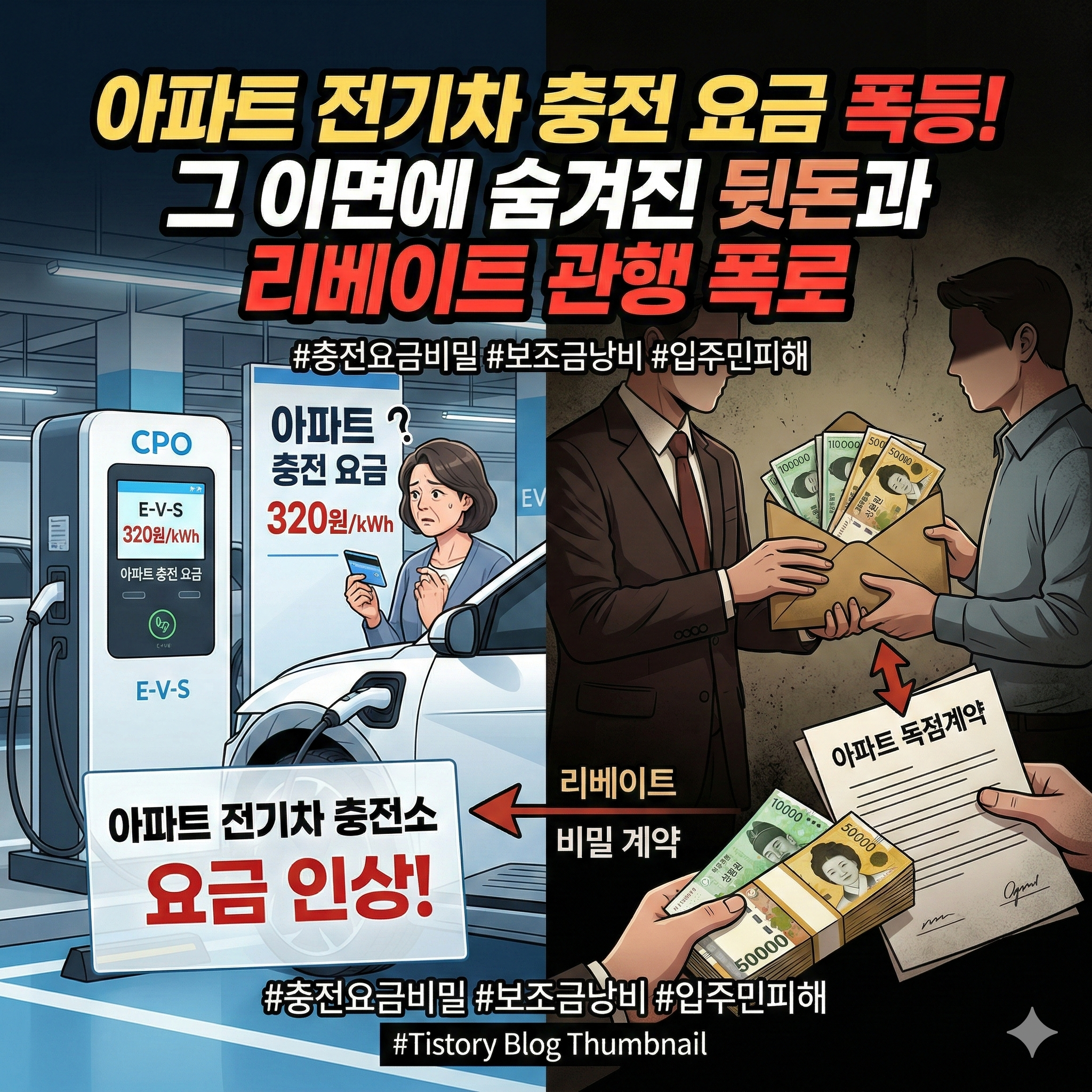 아파트 전기차 충전 요금 인상의 비밀, 리베이트와 뒷돈의 실체